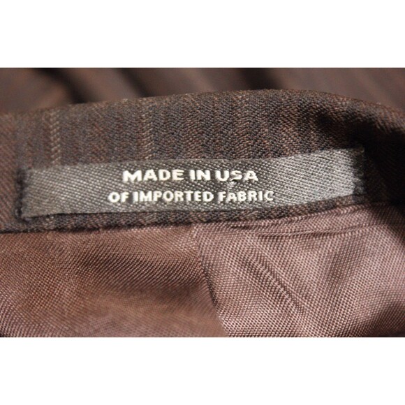 Austin Reed 2 Piece Suit Mens 2 Button Wool Brown Striped 44L Pleated 38" W USA - Picture 9 of 11